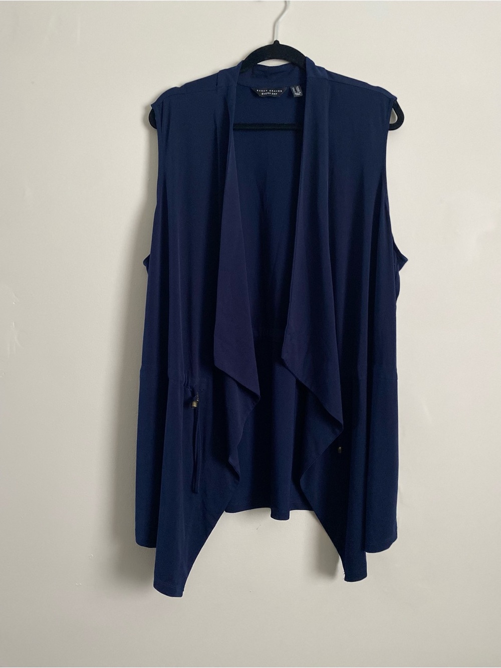 Susan Graver Everyday Liquid Knit Navy Vest 2X Lagenlook Chic Casual Travel Boho